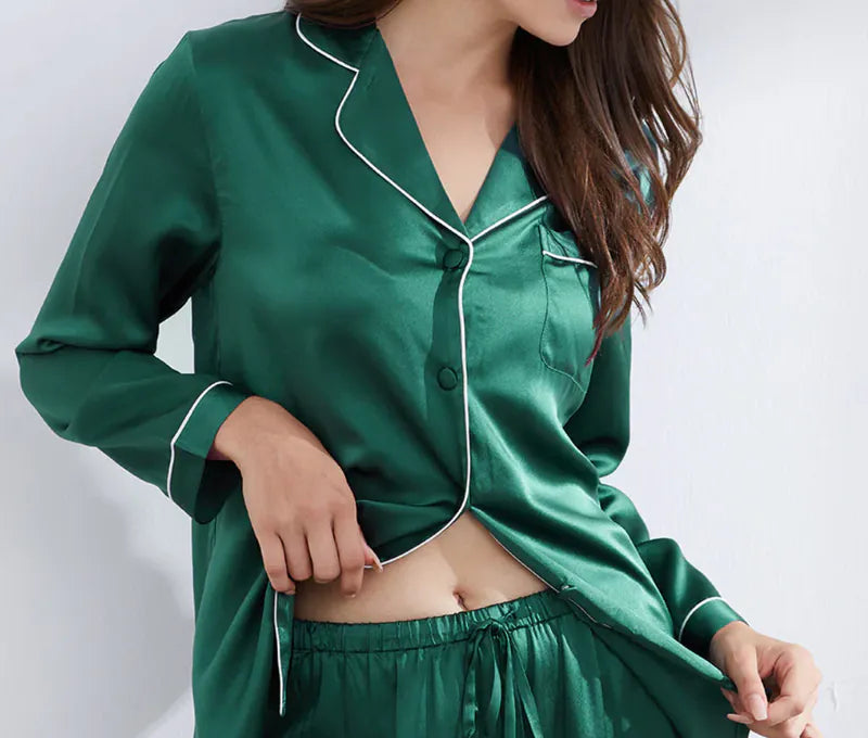 100% Mulberry Silk Long Pajamas (Set)