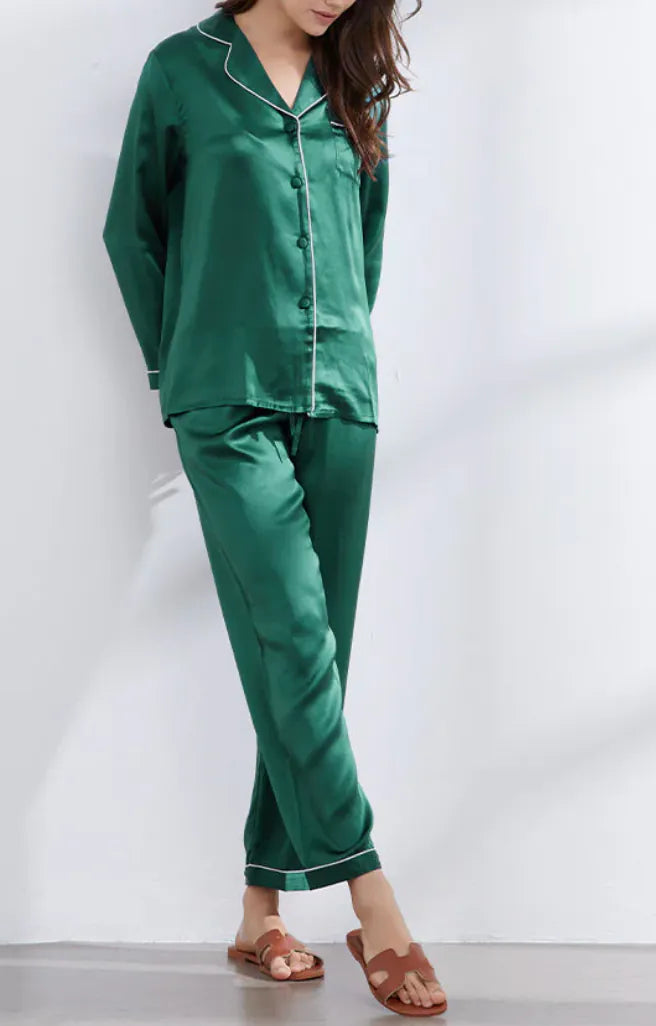 100% Mulberry Silk Long Pajamas (Set)